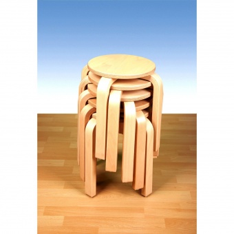 Massivholzhocker, Gestel und Sitzfläche Buche massiv, stapelbar, Kunststoffgleiter 